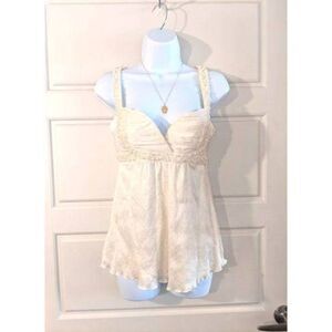 Vintage Y2K BEBE Silk Sweetheart neckline Top with Pearl Details